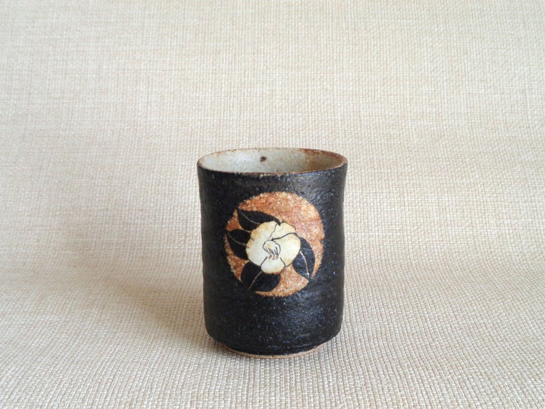 方形茶杯 金银彩白椿c - 茶具/茶杯 - 陶 黑色