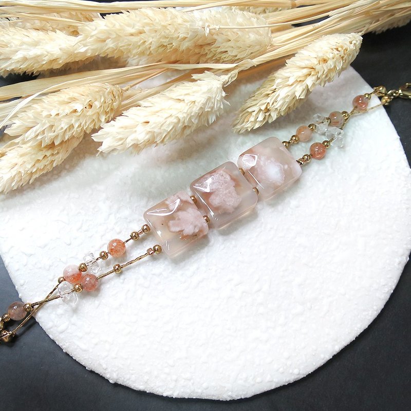 VIIART。绽放。樱花玛瑙阿鲁沙水晶手链|果冻温柔感粉花手排 - 手链/手环 - 水晶 粉红色