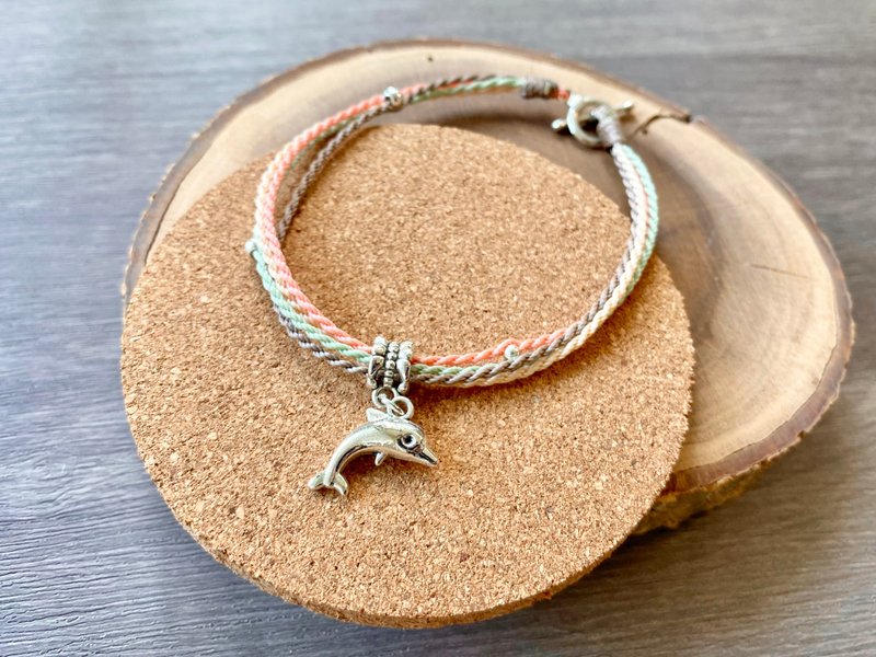 海豚 | 手工防水蜡线 | 冲浪旅行 - 手链/手环 - 棉．麻 