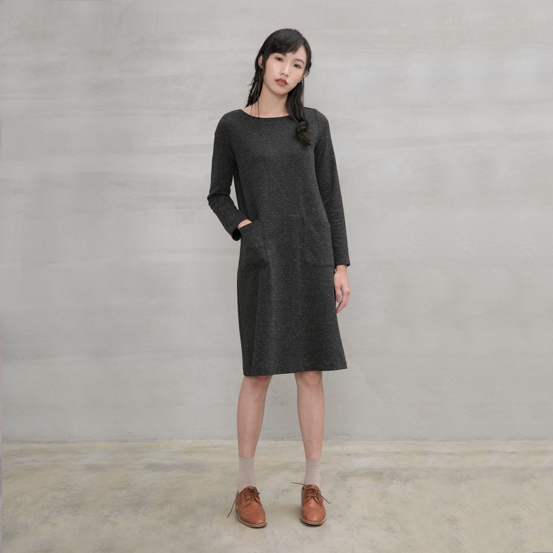 赤子之心针织洋装 Sincerely Soul Knit Dress D161 - 洋装/连衣裙 - 其他人造纤维 黑色