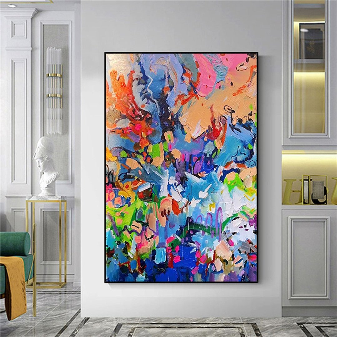 斑斓 手绘油画/抽象/原创商品/装饰画/挂画/客厅/走廊/沙发背景画 - 海报/装饰画/版画 - 亚麻 多色
