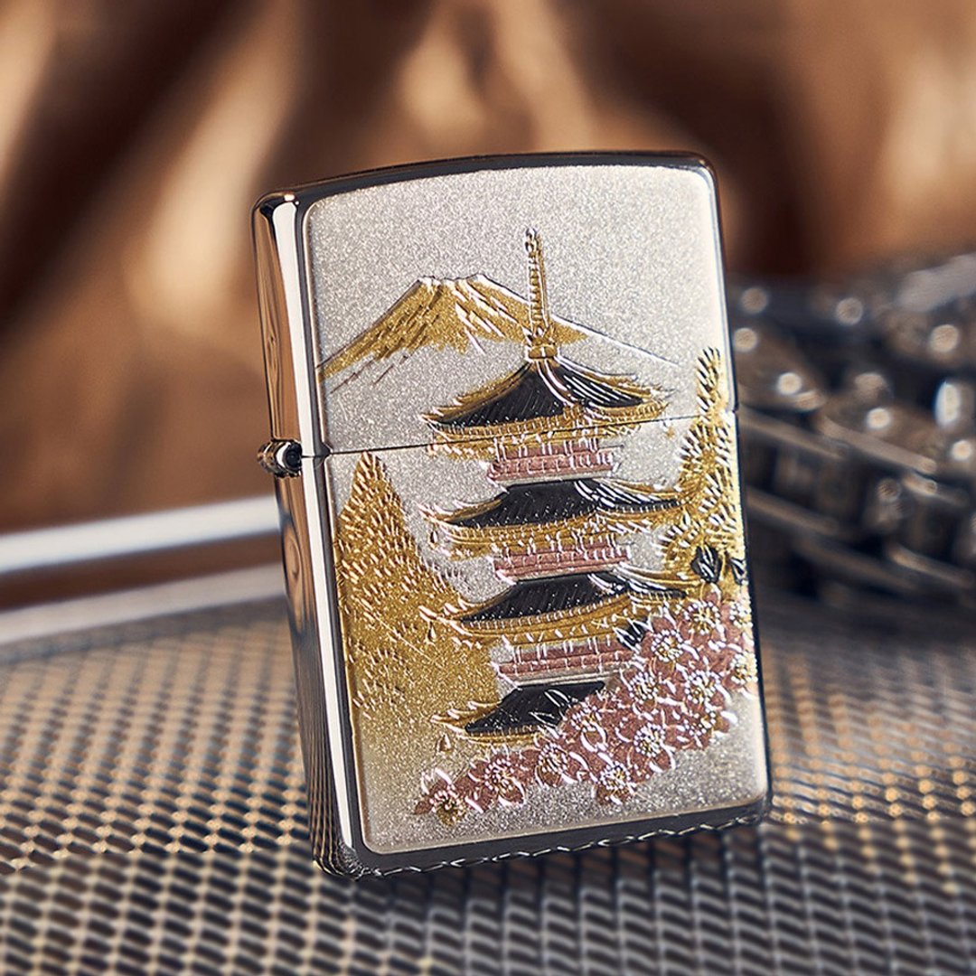 【ZIPPO官方旗舰店】日本传统风格-五重塔防风打火机 ZA-5-26C - 其他 - 铜/黄铜 银色