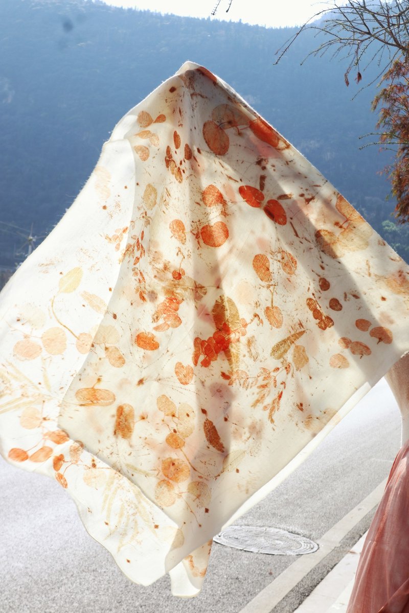 植物染羊毛大围巾 - 围巾/披肩 - 羊毛 