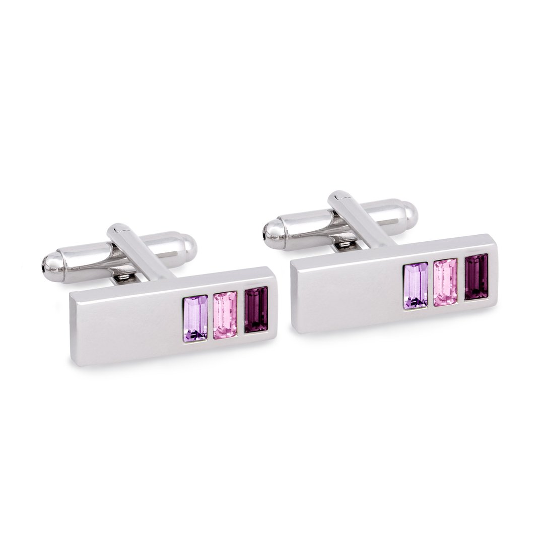Rectangle Cufflink with Shades of Purple Crystal - 袖扣 - 其他材质 紫色