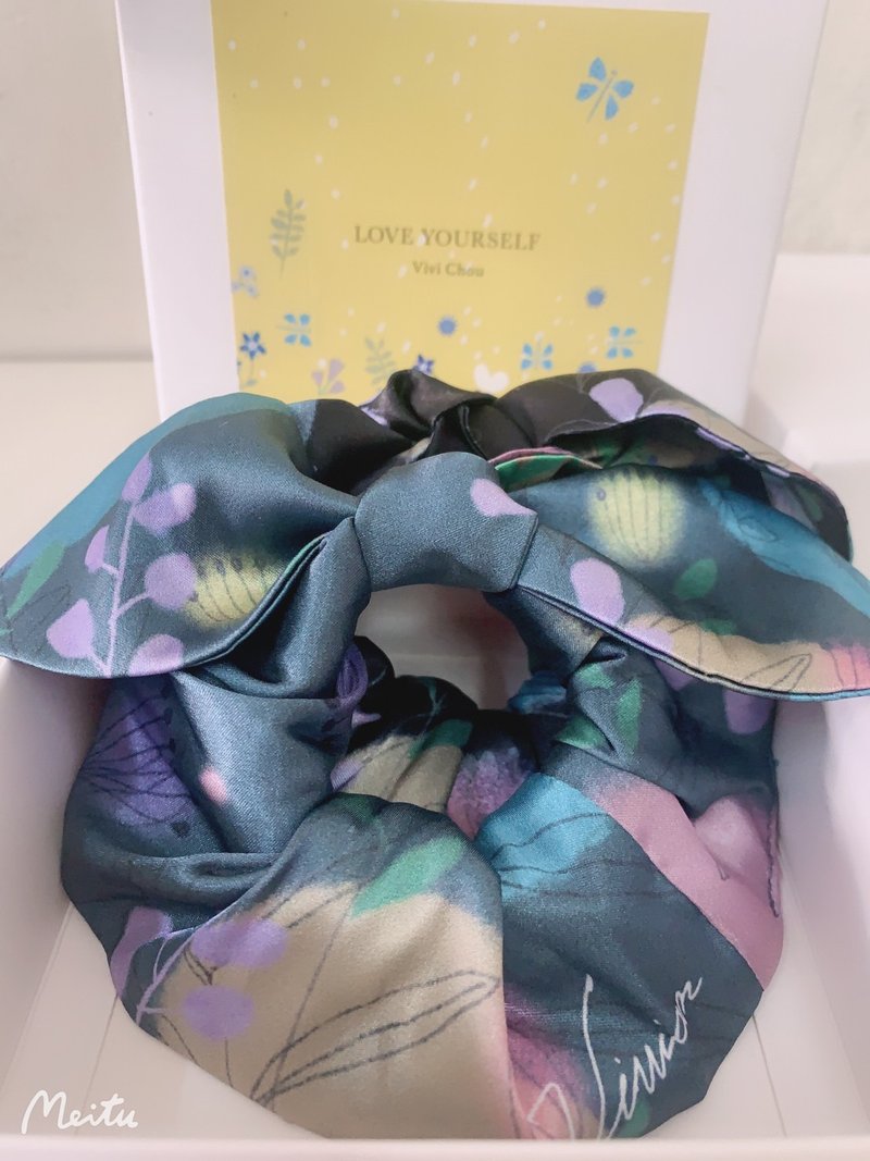 VIVI Chou - 蓝绿色神秘花语 - 小甜甜圈蝴蝶结 - 发饰 - 丝．绢 