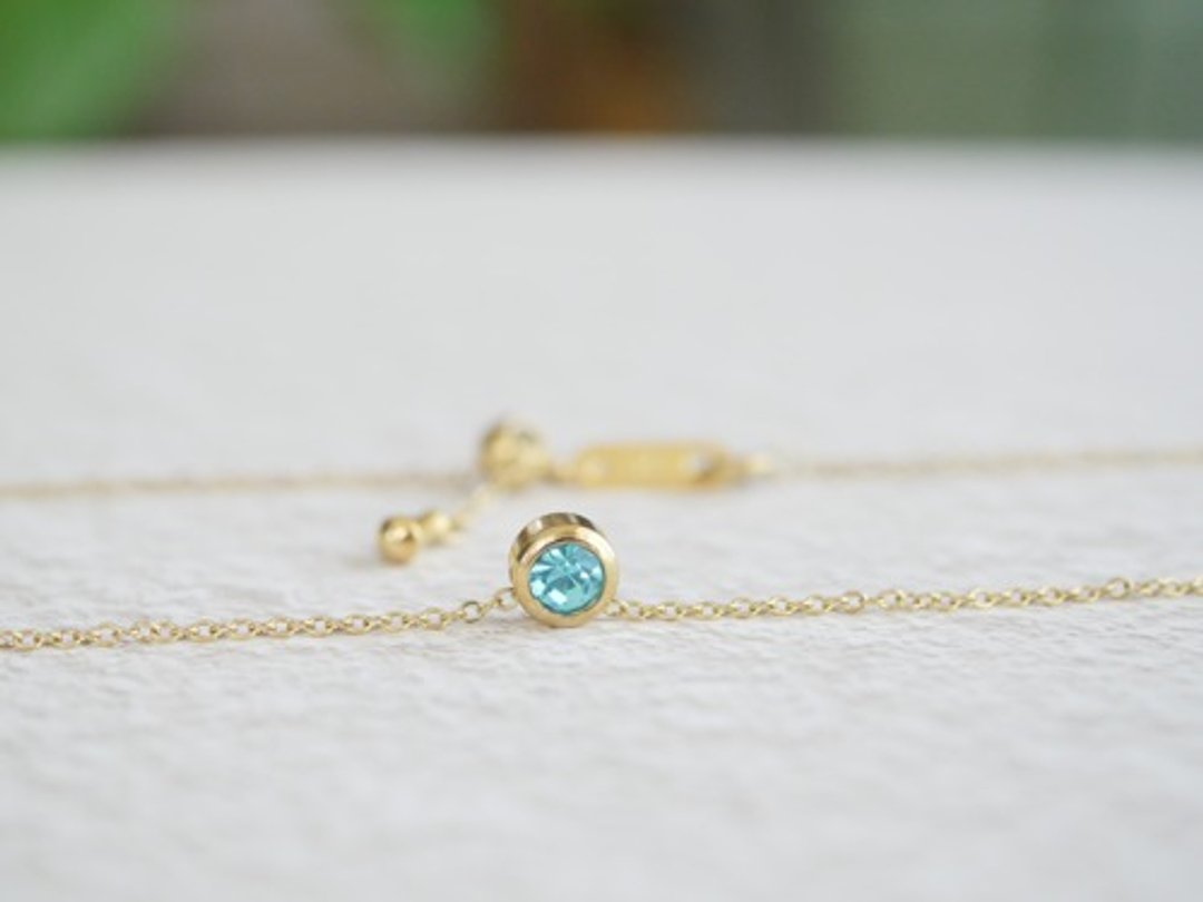 Always come true ☆ Metal allergy compatible 〇 Surgical Stainless Steel 〇 One necklace aquamarine gold) - 项链 - 宝石 
