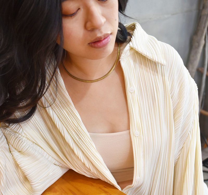 金色时尚蛇骨链 - 项链 - 铜/黄铜 金色