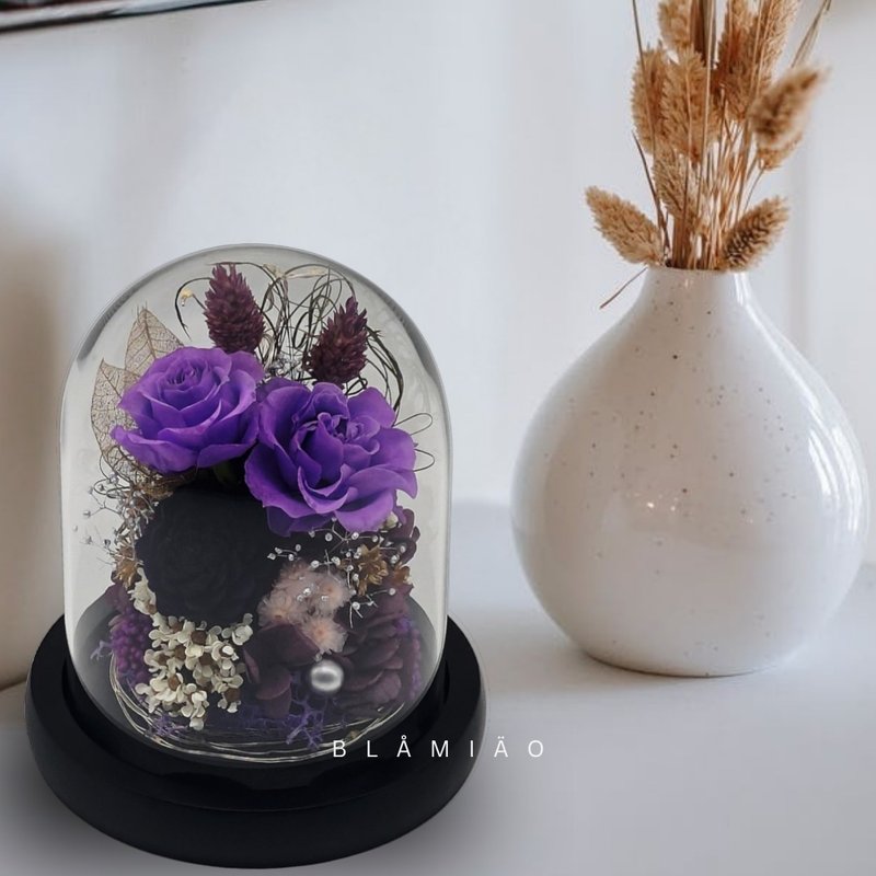 永生花玻璃摆设 - 一缘一会 (靛) - 干燥花/捧花 - 植物．花 紫色