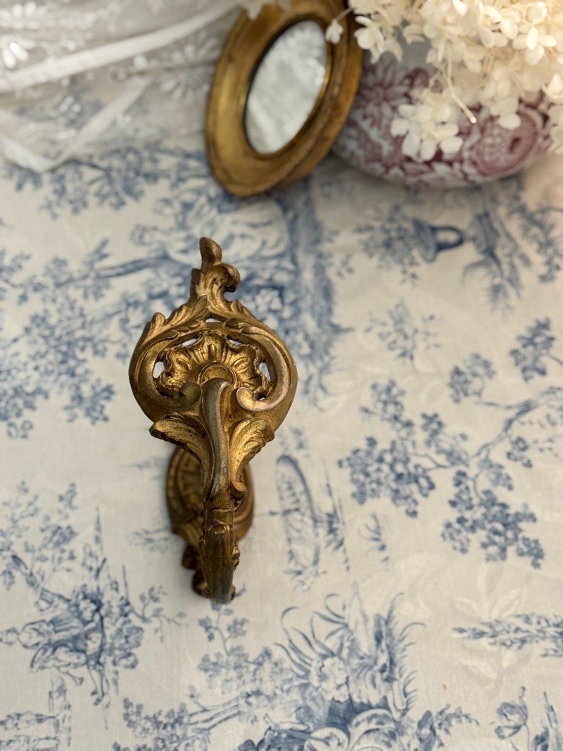 50215-华丽法国1900年代黄铜衣帽架 窗帘束带挂钩 - 摆饰 - 铜/黄铜 