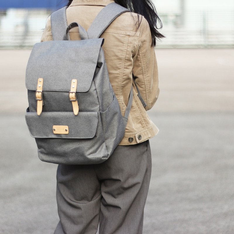 【换季特卖】SKYLAR简约灰色防泼水笔记型电脑后背包_ideersale - 后背包/双肩包 - 真皮 灰色