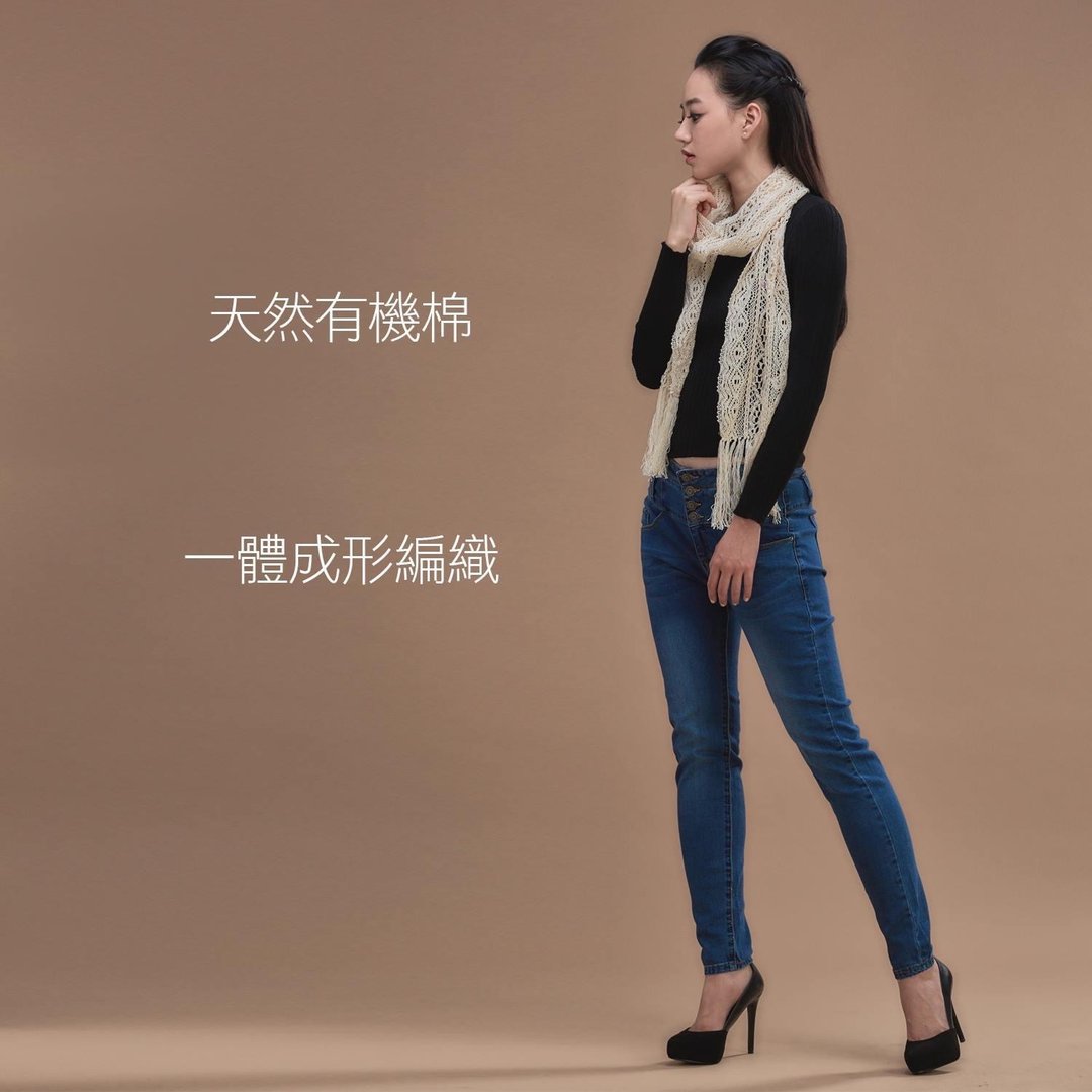【手工拨穗】漫步初秋・原纱编织围巾・无染有机棉 - 围巾/披肩 - 棉．麻 白色
