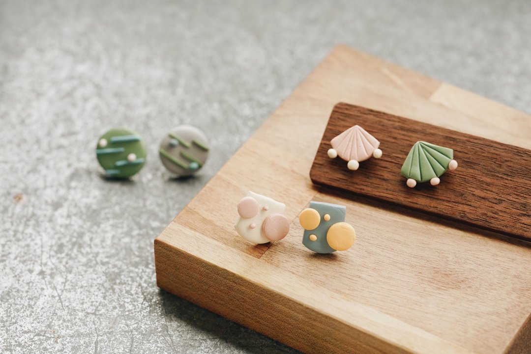 几何软陶商品手作开发入门班  在线课程含工具材料包 - 耳环/耳夹 - 其他材质 卡其色