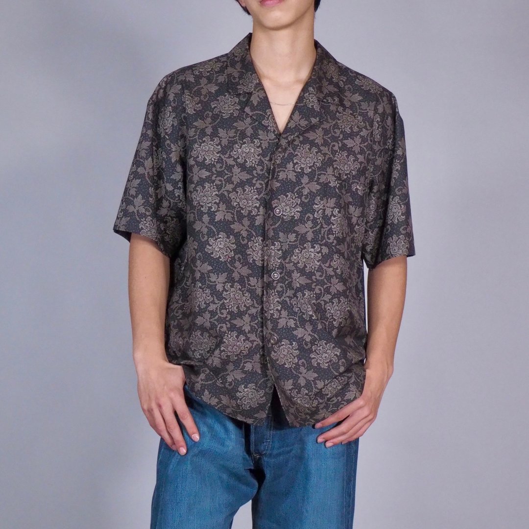 【日本制造】和服翻拍男士半袖衬衫 L、丝绸衬衫、礼物 - 男装衬衫 - 丝．绢 灰色