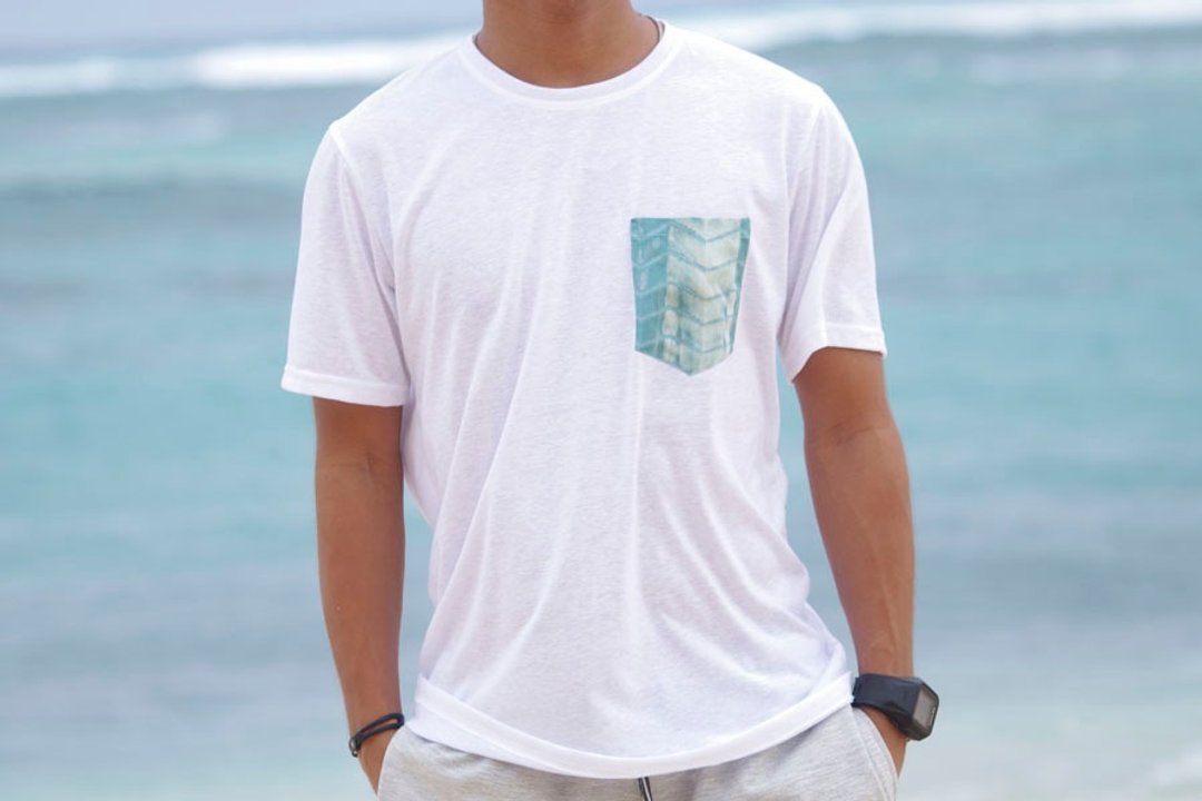 Men's Summer T-shirt Tie Daigre M size - 男装上衣/T 恤 - 其他材质 白色
