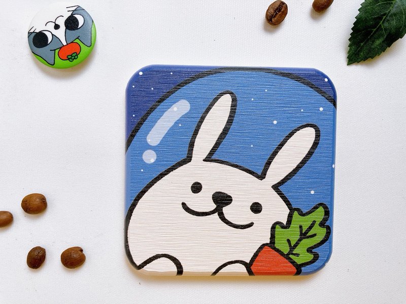 【疗愈圭藻土杯垫】兔子月泥 - 杯垫 - 其他材质 蓝色