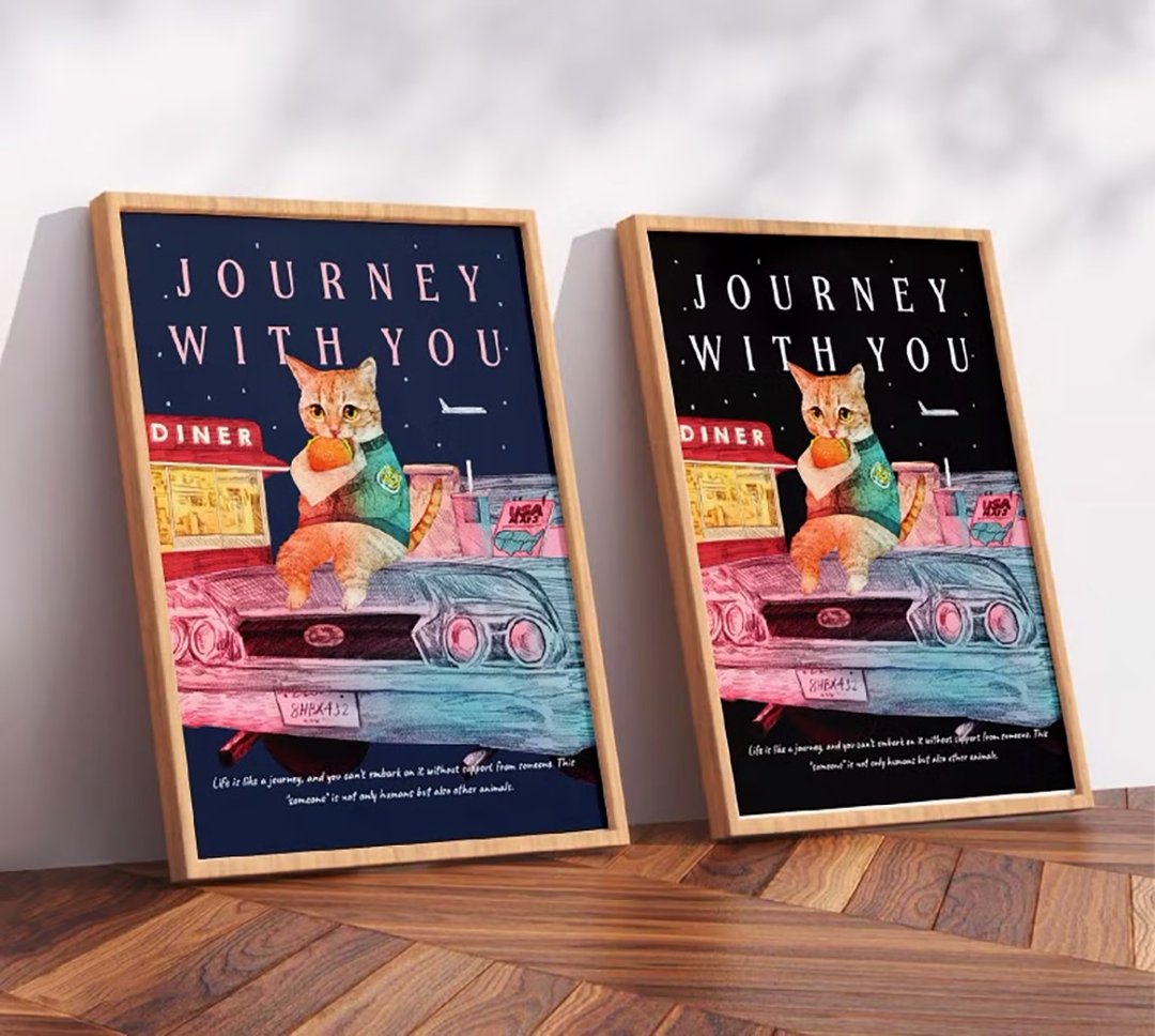 Journey with you Midnight drive. / 原创海报 / A4 或 A3 尺寸 - 海报/装饰画/版画 - 塑料 白色