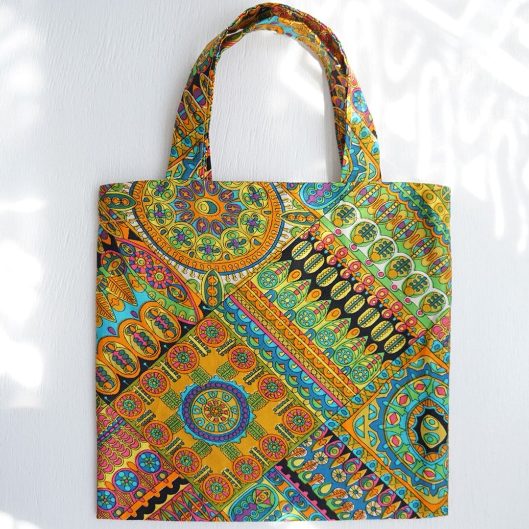 Ba-ba handmade mini shopping bag  No.RB65 - 手提包/手提袋 - 棉 黄色