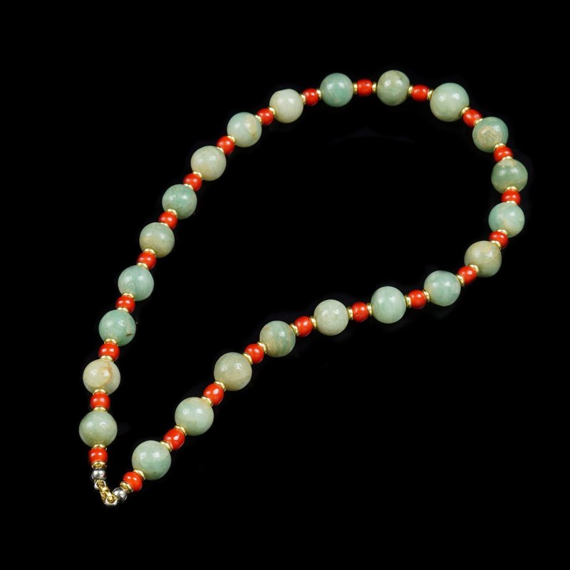 巴基斯坦碧玉珠项链(长度61.5厘米) - 长链 - 其他材质 