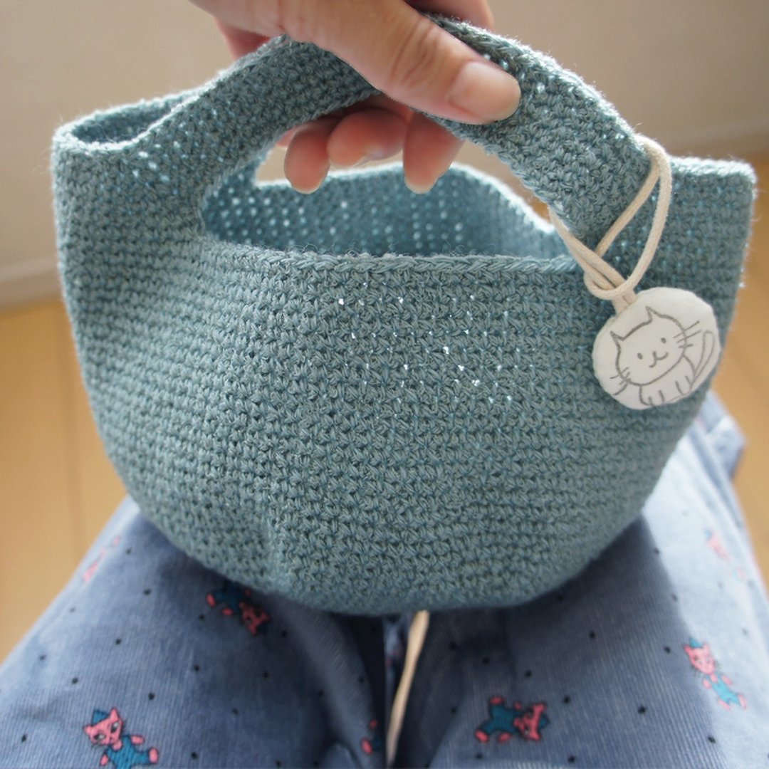 Ba-ba handmade Crochet bag  No.CSB36 - 手提包/手提袋 - 其他材质 蓝色