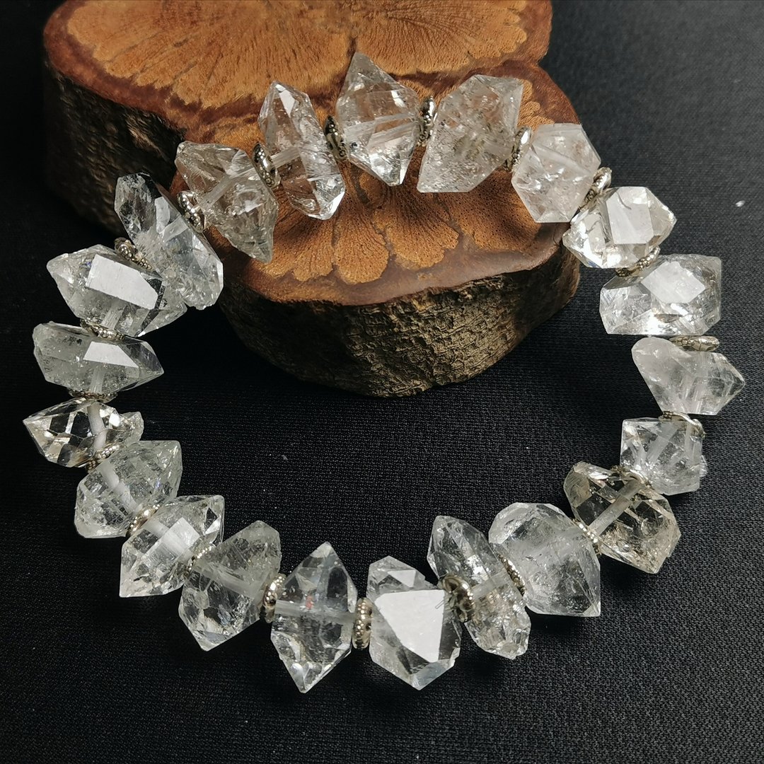 平均约17.5mm赫基蒙闪灵钻/纯银手工珠/天然水晶手链/巴基斯坦产 - 手链/手环 - 水晶 透明