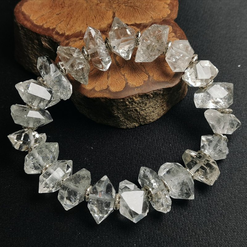 平均约17.5mm赫基蒙闪灵钻/纯银手工珠/天然水晶手链/巴基斯坦产 - 手链/手环 - 水晶 透明