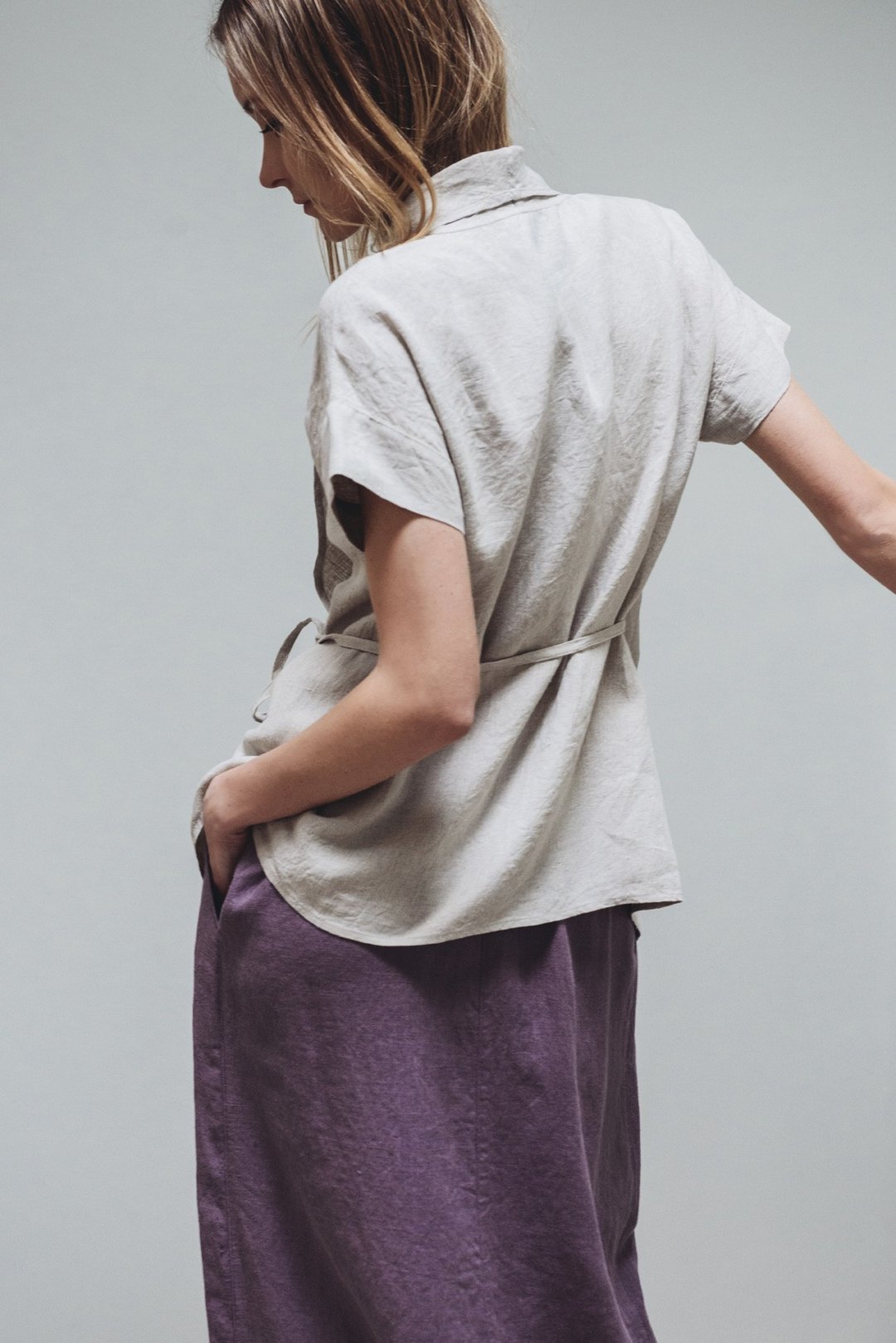 Wrap linen blouse Motumo - 14P3 - 女装衬衫 - 亚麻 多色