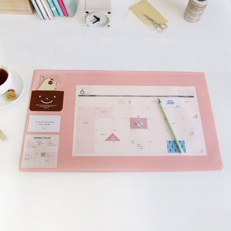 敲敲-Second-Mansion-微笑口袋手帐桌垫(附赠2017月计划表)-天使粉,PLD64761 - 笔记本/手帐 - 塑料 粉红色