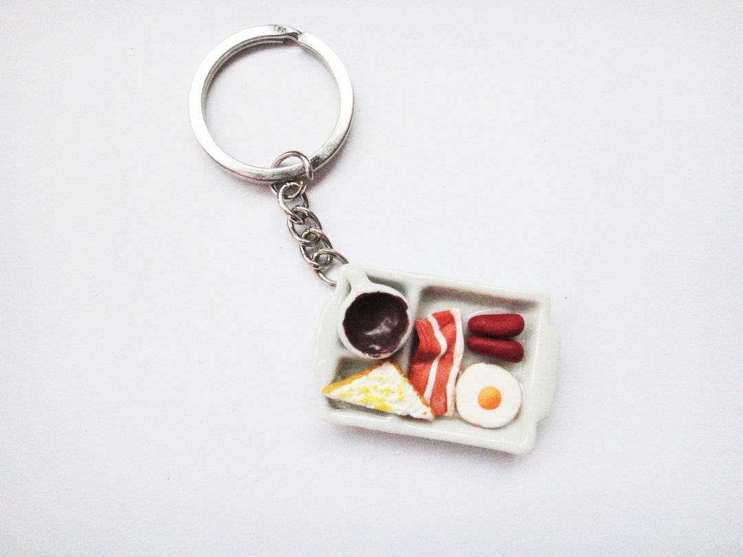 keychain breakfast 3 - 钥匙链/钥匙包 - 粘土 红色