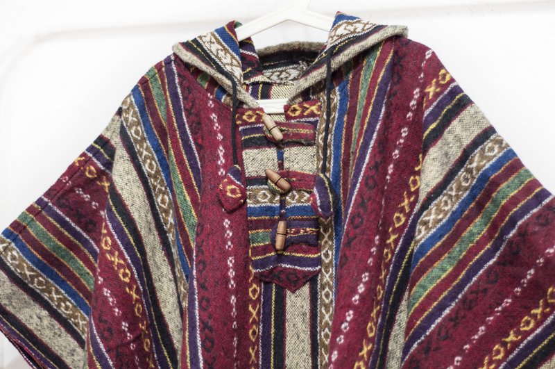 印地安民族风流苏斗篷/波希米亚斗篷披肩/棉麻连帽斗篷-红摩洛哥 - 围巾/披肩 - 棉．麻 多色