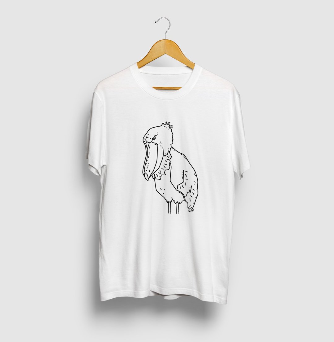 Shoebill Animal Illustration T-shirt - 女装 T 恤 - 棉 白色
