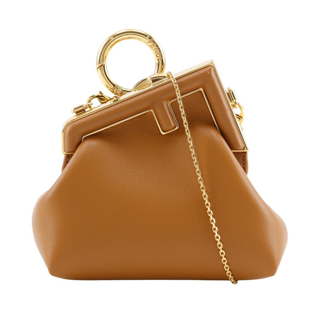 【日本直送】FENDI 芬迪 Nano First 肩背包 First Charm 链式小包 7AS051 皮革 女款【二手】 - 侧背包/斜挎包 - 真皮 咖啡色
