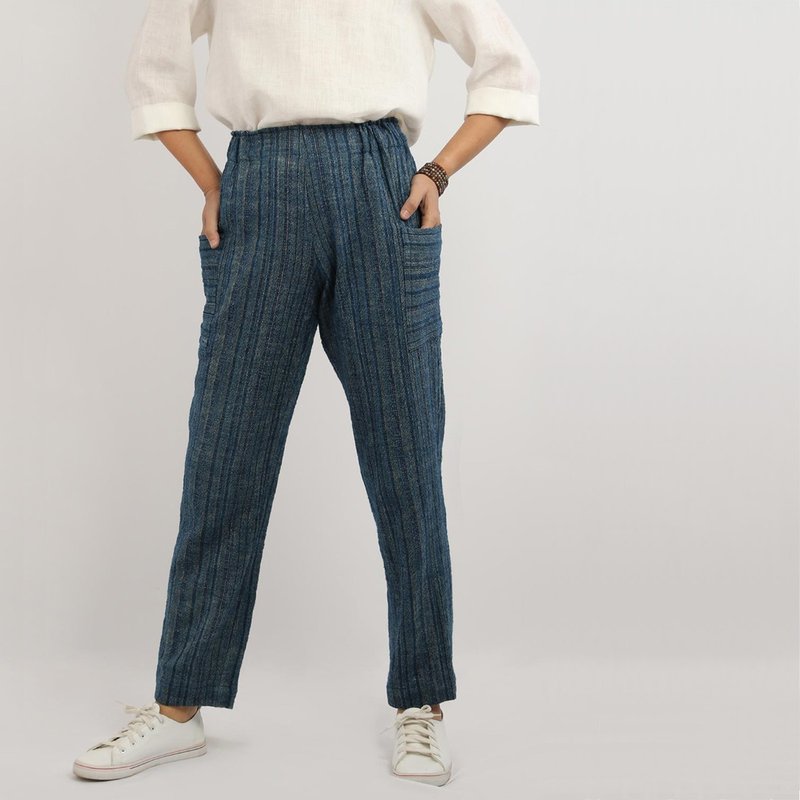 Natural Dyed Cotton Hemp Pants / Indigo - 女装长裤 - 棉．麻 蓝色