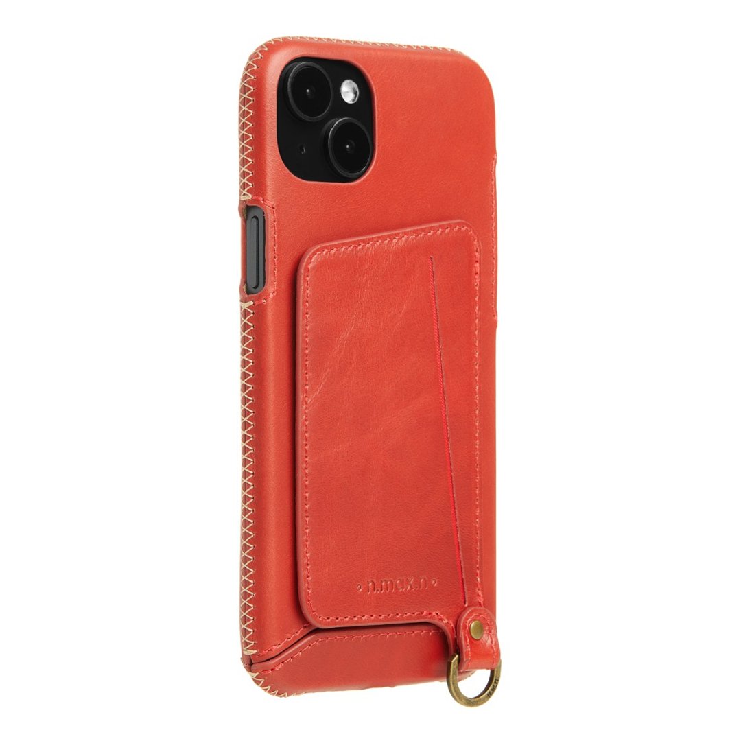 iPhone14 Plus 经典系列/附皮革手腕带/全包覆站立支架-辣椒红 - 手机壳/手机套 - 真皮 红色