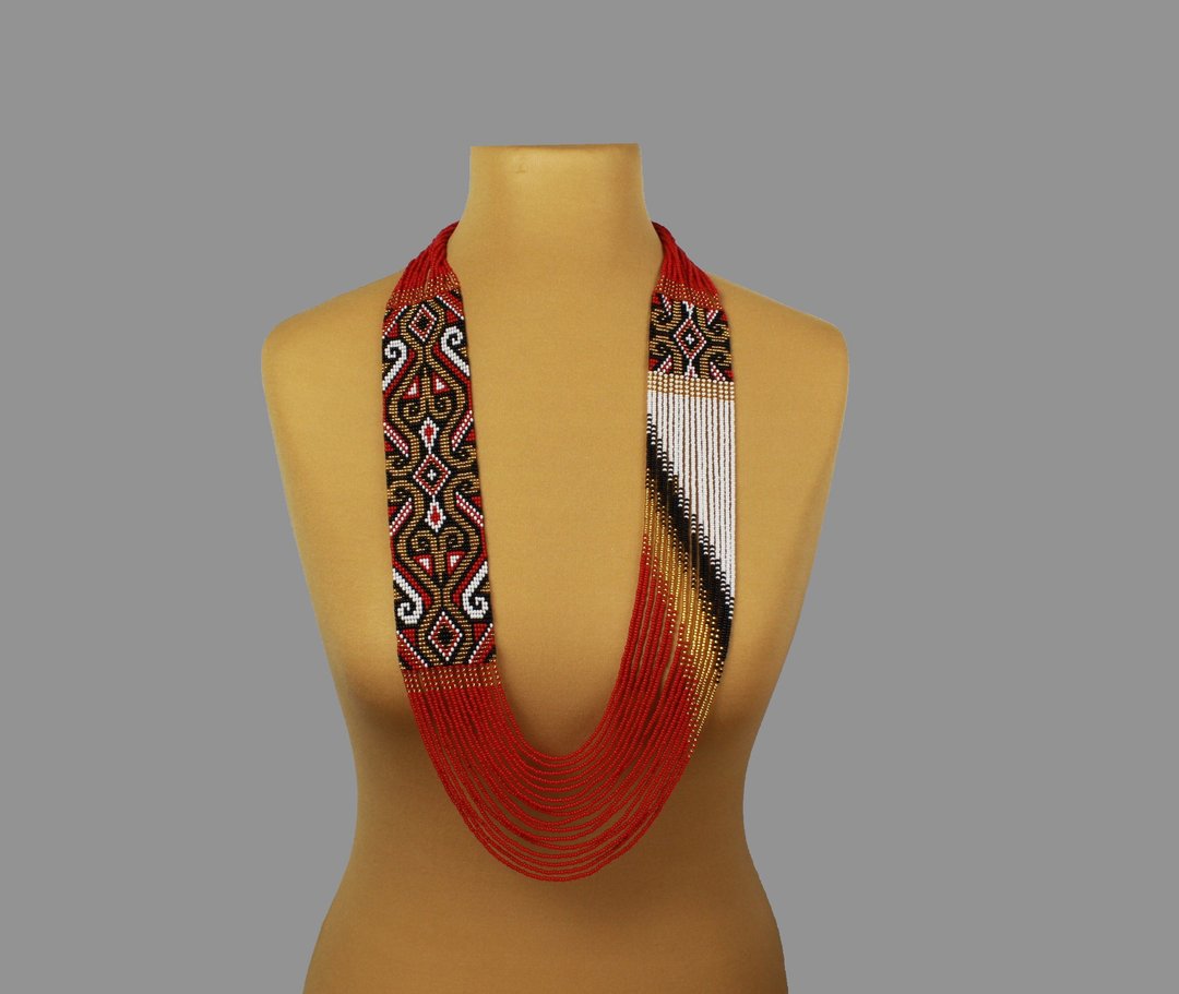 Gerdan traditional Ukraine seed bead jewelry - 项链 - 玻璃 红色