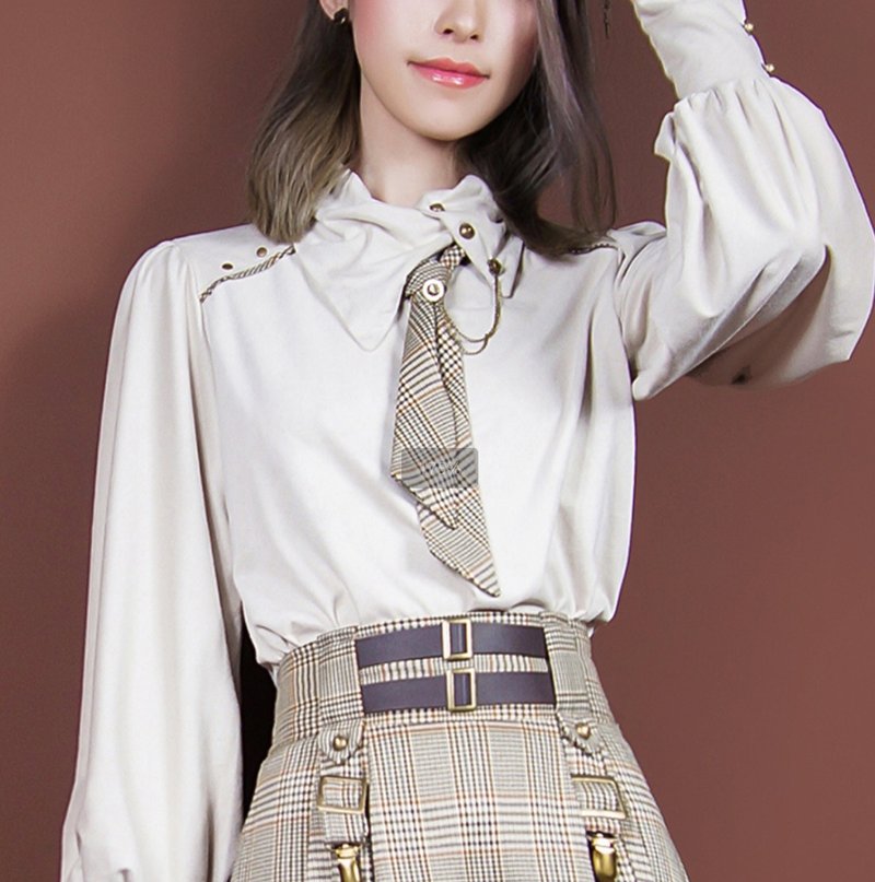 蒸汽朋克 Steamland 英伦 复古 浅咖色 织格纹窄 领带 领饰 - 领带/领带夹 - 其他人造纤维 咖啡色