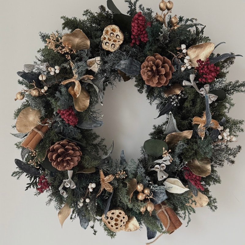 SEE 看见花艺设计|圣诞节|永生雪松 |花圈|经典圣诞雪松花圈 - 干燥花/捧花 - 植物．花 