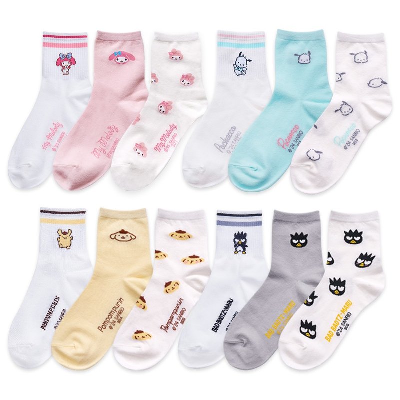 【ONEDER旺达】三丽鸥中筒袜 美乐蒂 帕恰狗 布丁狗 酷企鹅 长袜 - 袜子 - 其他材质 