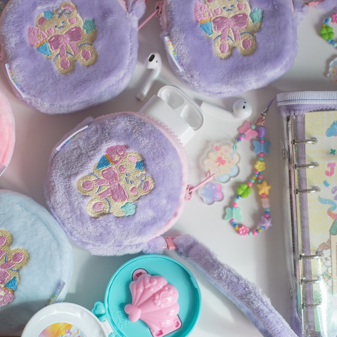 Circle Pouch | Coin Purse | Small Pouch | Airpods pouch (Purple) - 零钱包 - 绣线 紫色