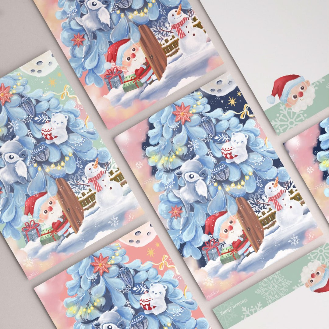 【圣诞限定】插画手写明信片 | 卡片礼物 POSTCARD - 卡片/明信片 - 纸 多色