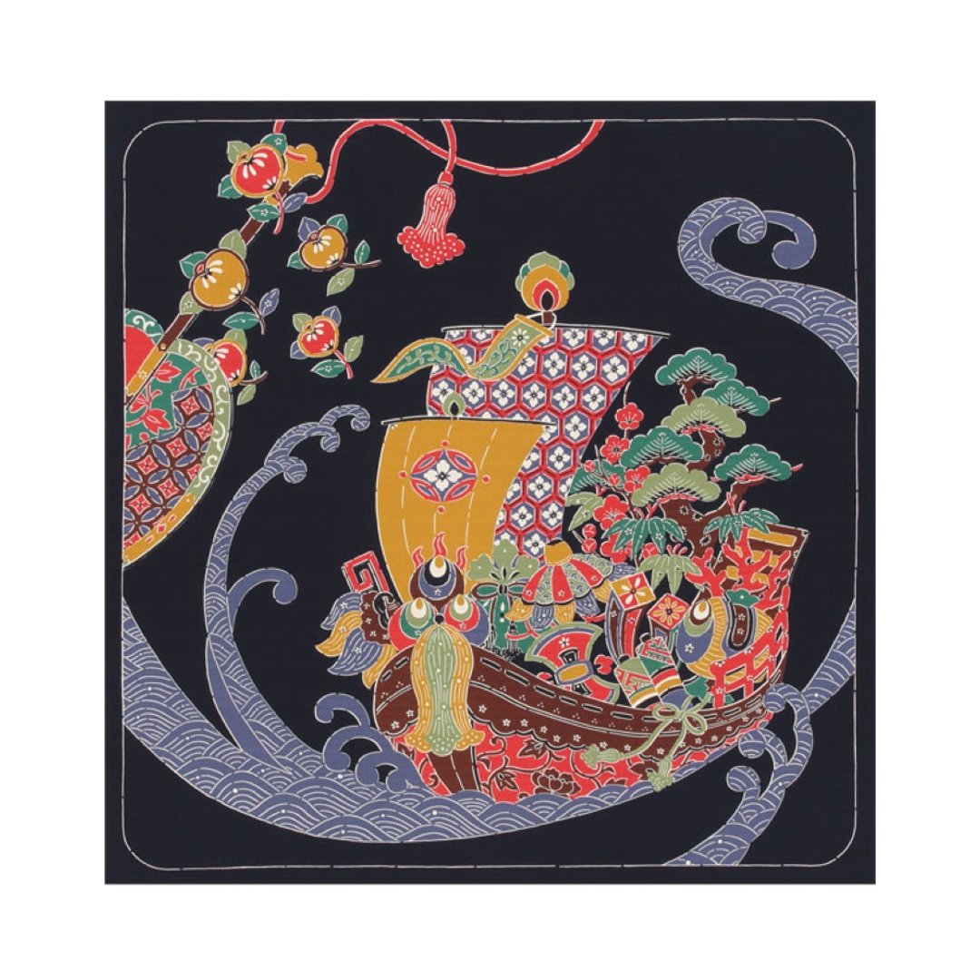 京都风吕敷包巾-MIYAI 三巾-宝船(海军蓝) - 摆饰 - 棉 