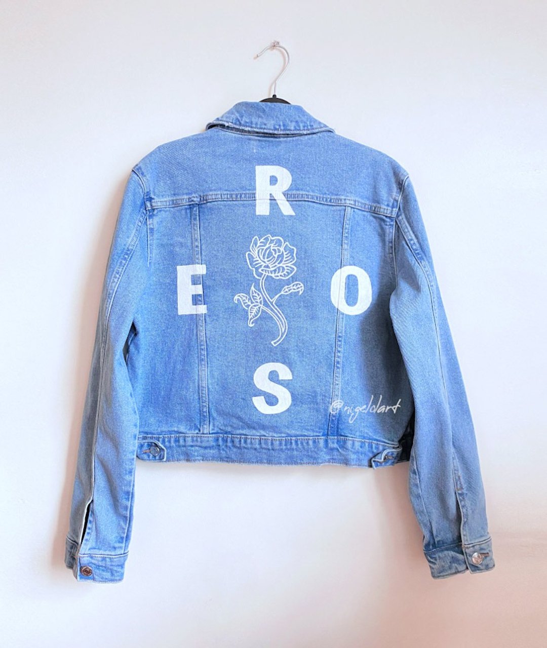 Painted Denim jacket Handmade Custom Personalized Text Inscription Quote Logotyp - 女装休闲/机能外套 - 棉 多色