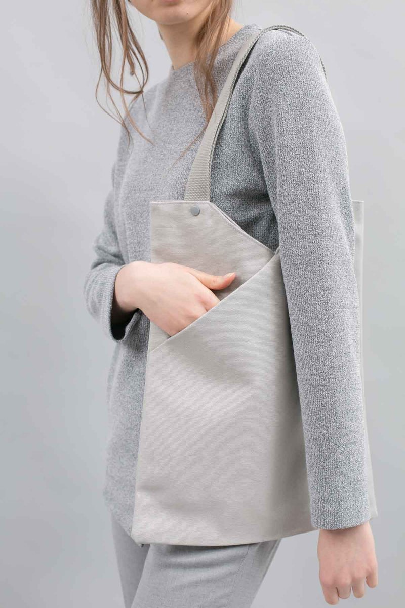 NOTCH 单肩帆布包 (水泥灰色) - 手提包/手提袋 - 棉．麻 灰色