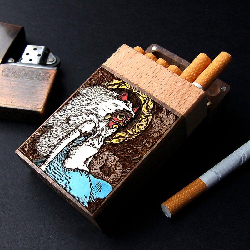 森林公主-烟盒雷射雕刻+手绘 - 其他 - 木头 咖啡色