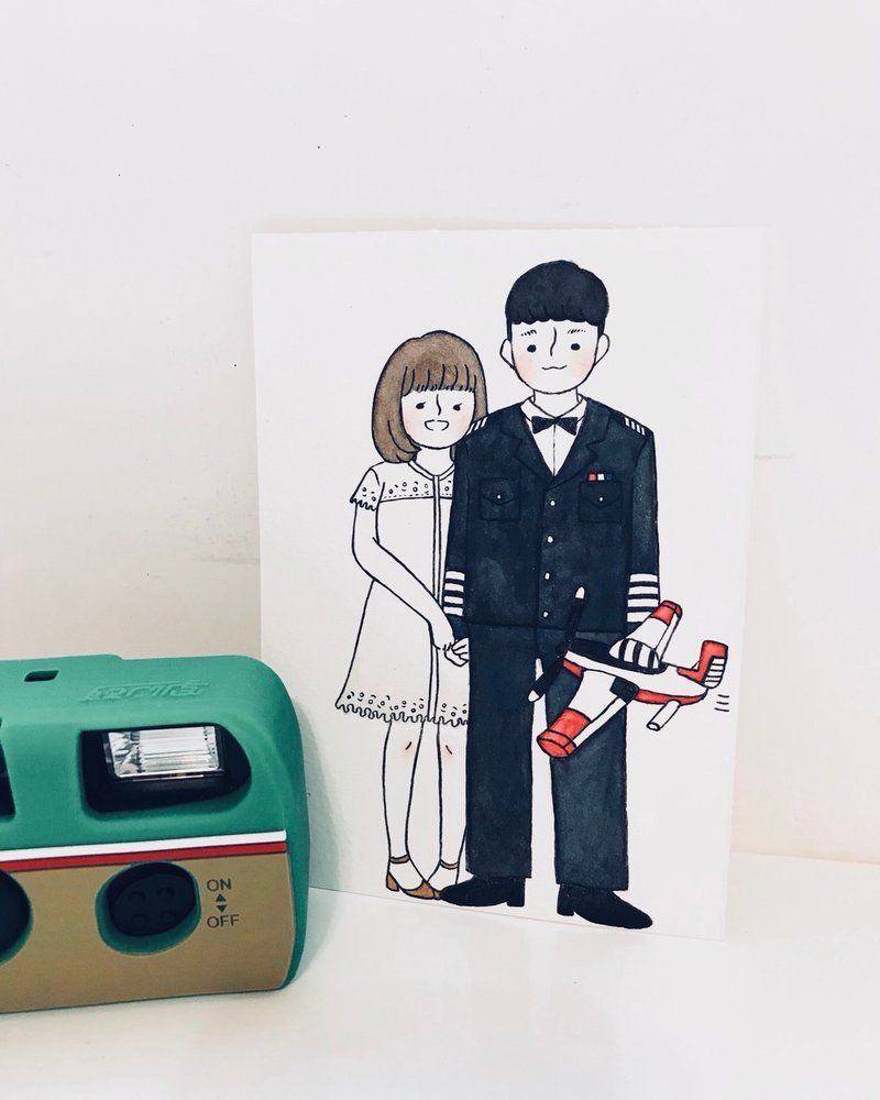 【定制手绘人像画】单张两人 - 喜帖 - 纸 