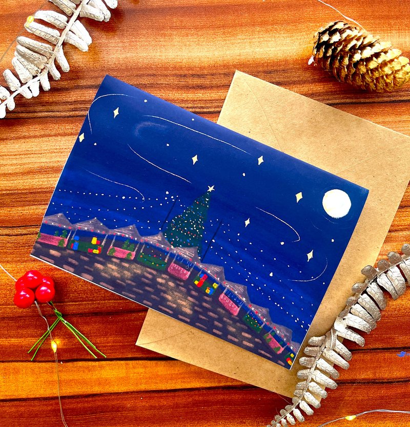 圣诞城市屋卡 - 卡片/明信片 - 纸 多色