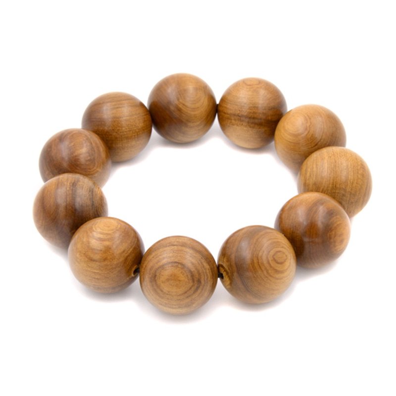 沉水肖楠手珠11粒20mm|用原木球珠手串创造手腕间的宝物收藏 - 手链/手环 - 木头 金色