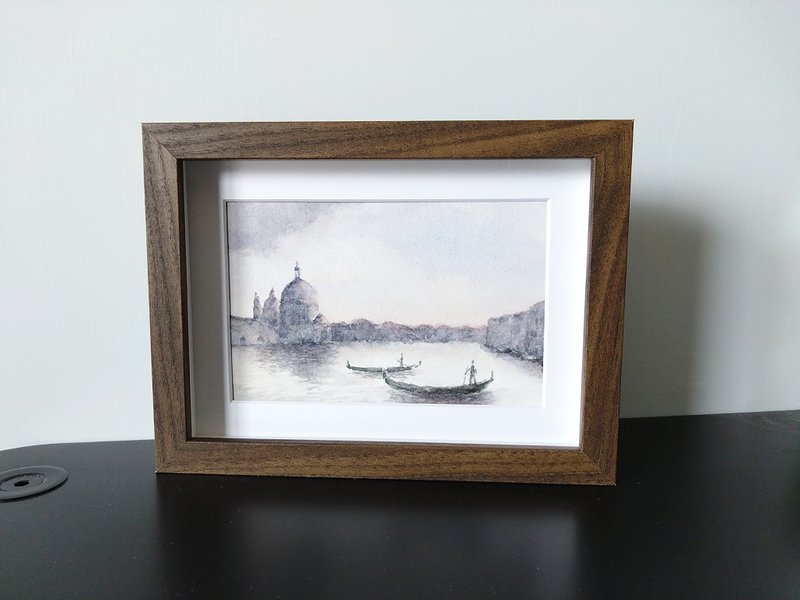 手绘画 意大利威尼斯 独一无二风景画 连框 - 海报/装饰画/版画 - 纸 白色