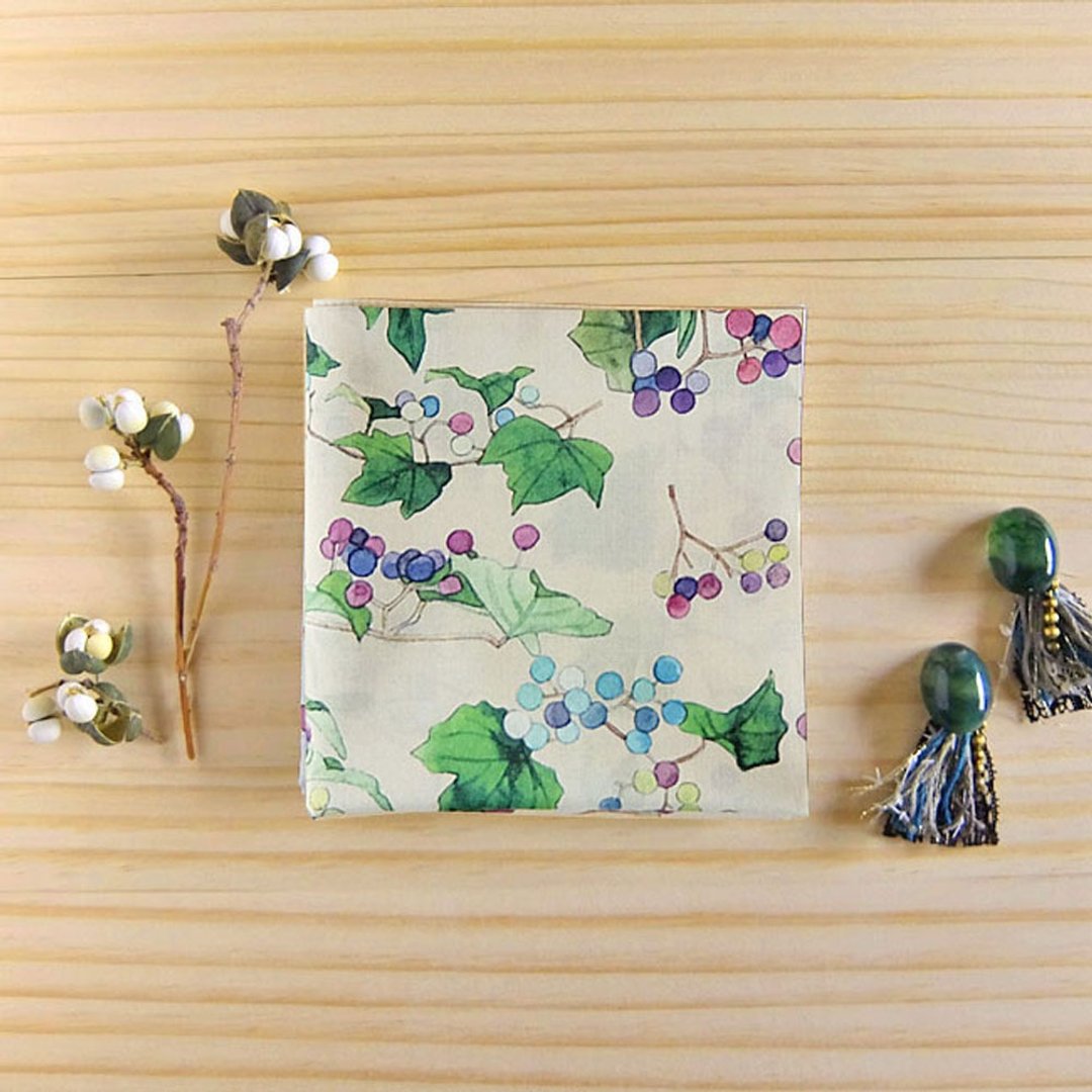 Wild grape handkerchief - 手帕/方巾 - 棉 紫色