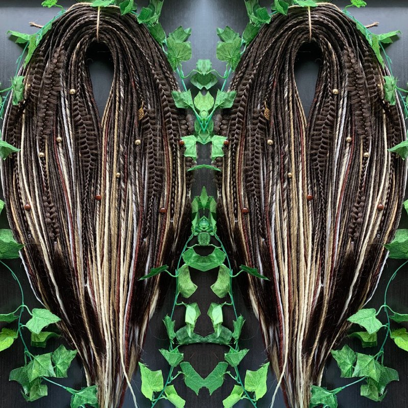 设置 Mokachino 古典天然 Ombre 合成长发绺 - 发饰 - 其他人造纤维 银色