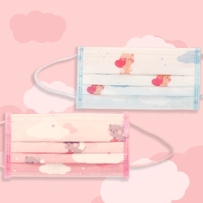 【奕纶台湾制】平面 成人防护口罩_粉红泡泡喵/10入 - 口罩 - 其他材质 